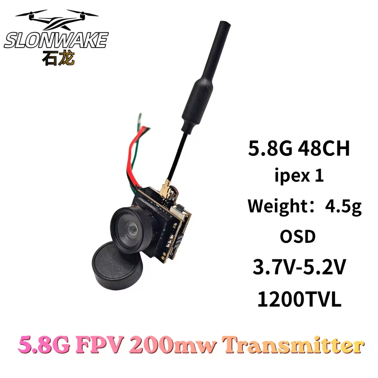 SLONWAKE 5.8G Analog Video Tra - Drone Racing Camera reseña y precio