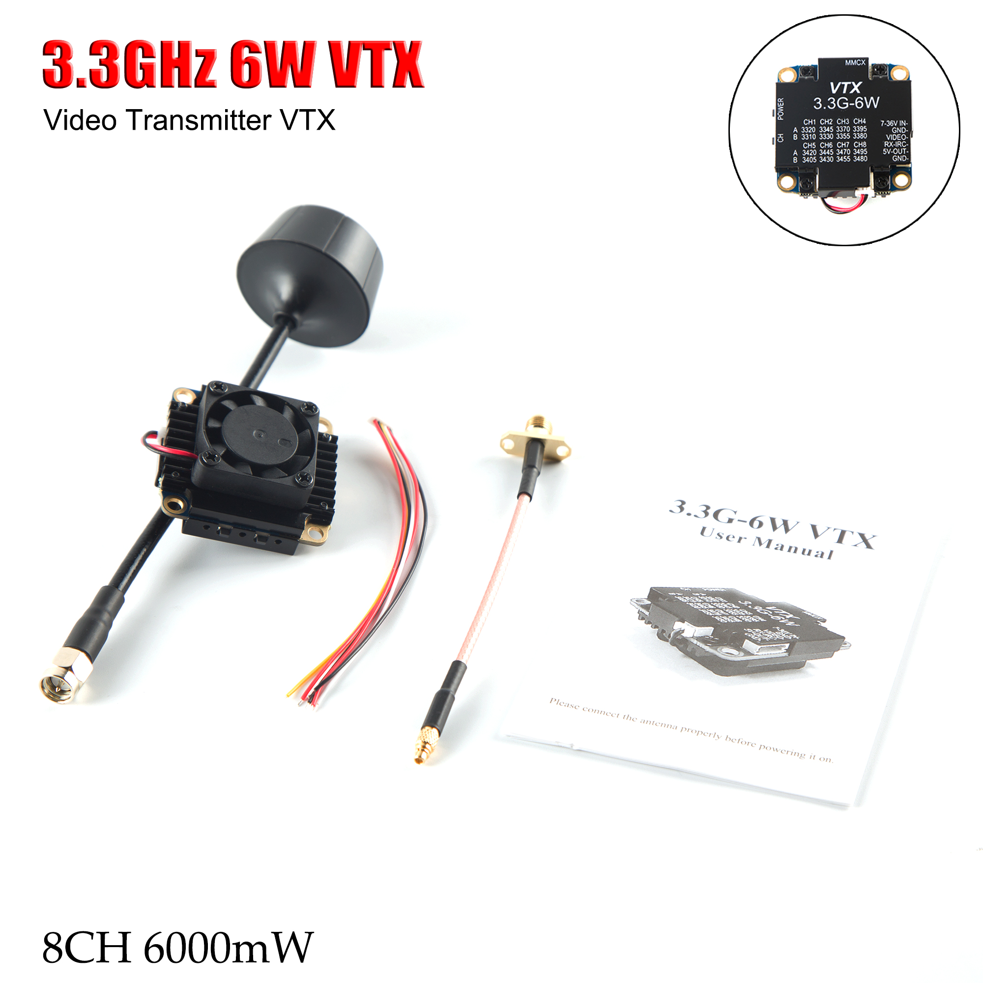FPV Video Transmitter 3.3G 6W  - Drone Racing Vtx reseña y precio