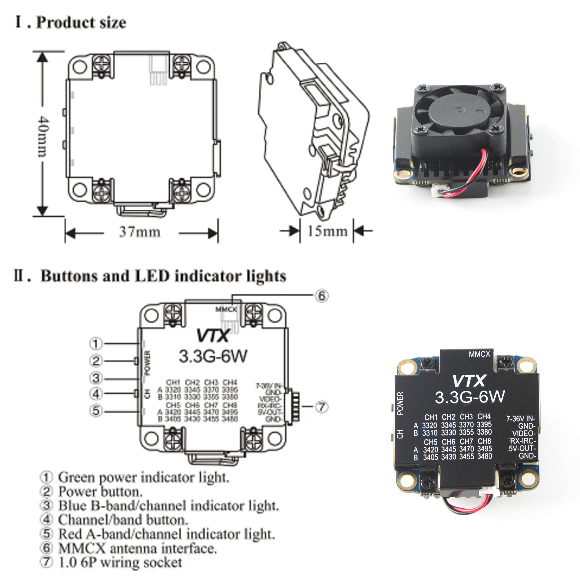 FPV Video Transmitter 3.3G 6W  - Drone Racing Vtx reseña y precio